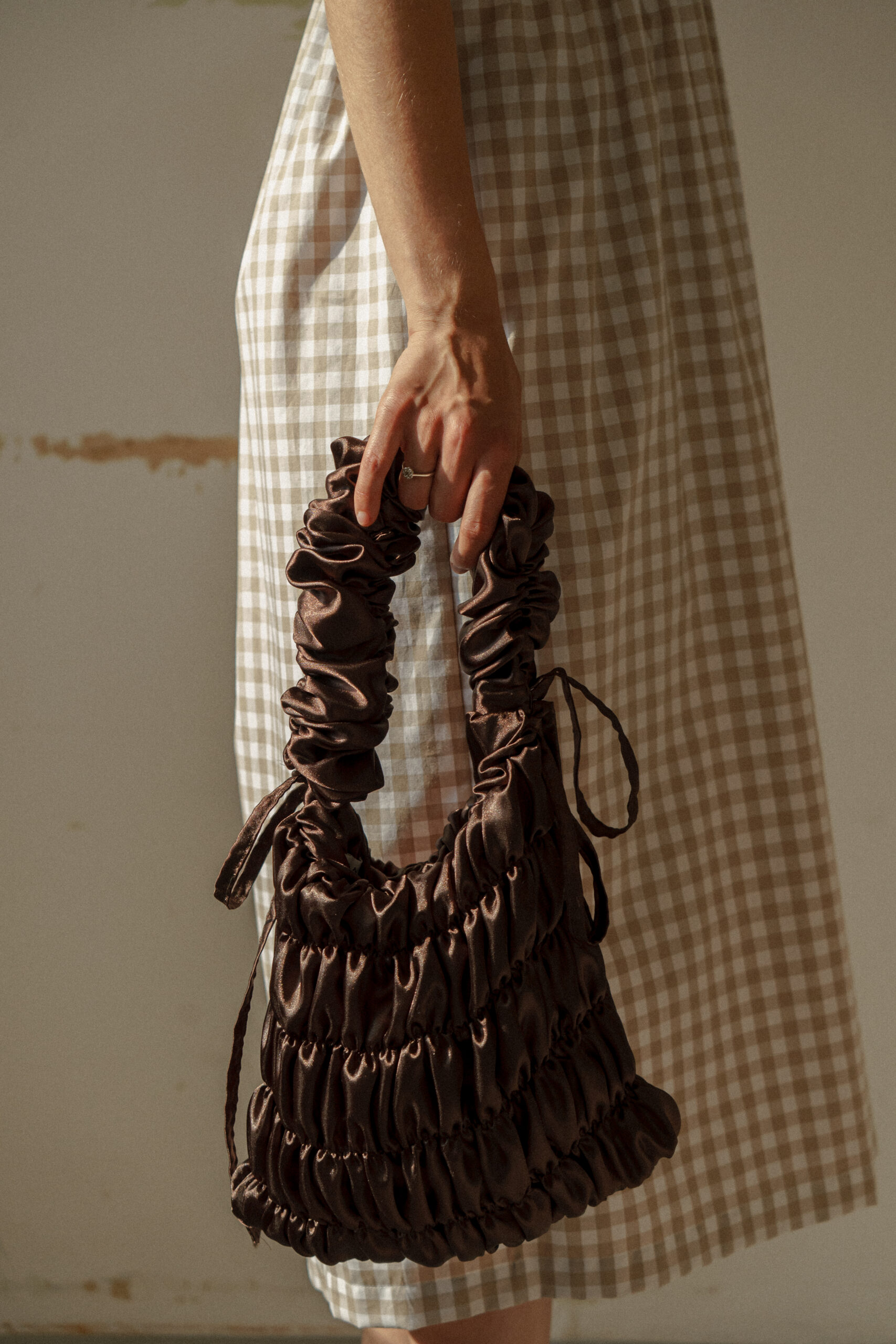 Puffy Bag Brown Satin