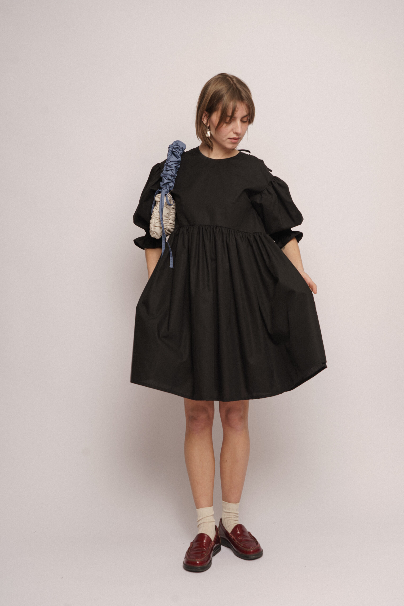 Balloon Dress Mini Black