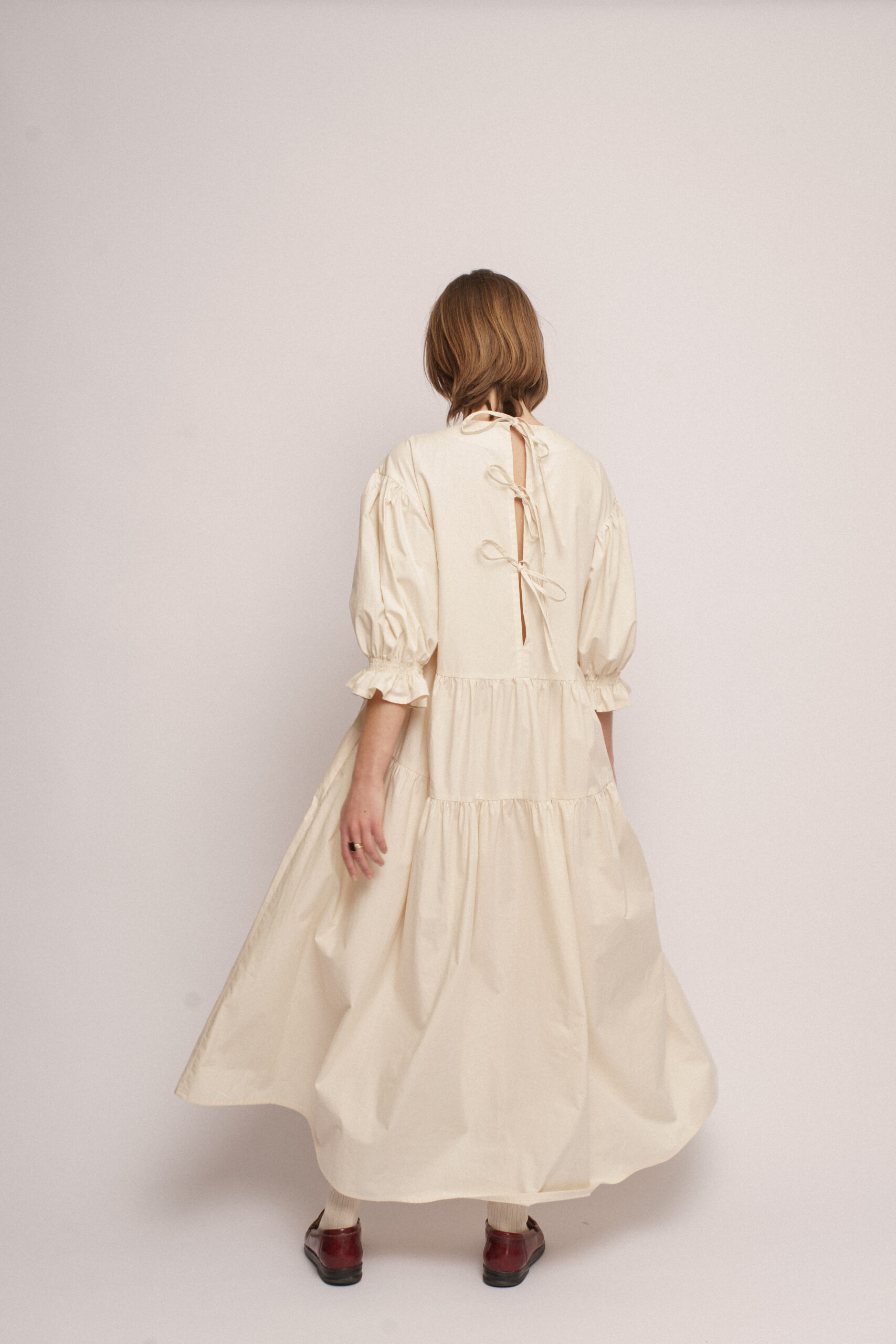 Balloon Dress Midi Beige