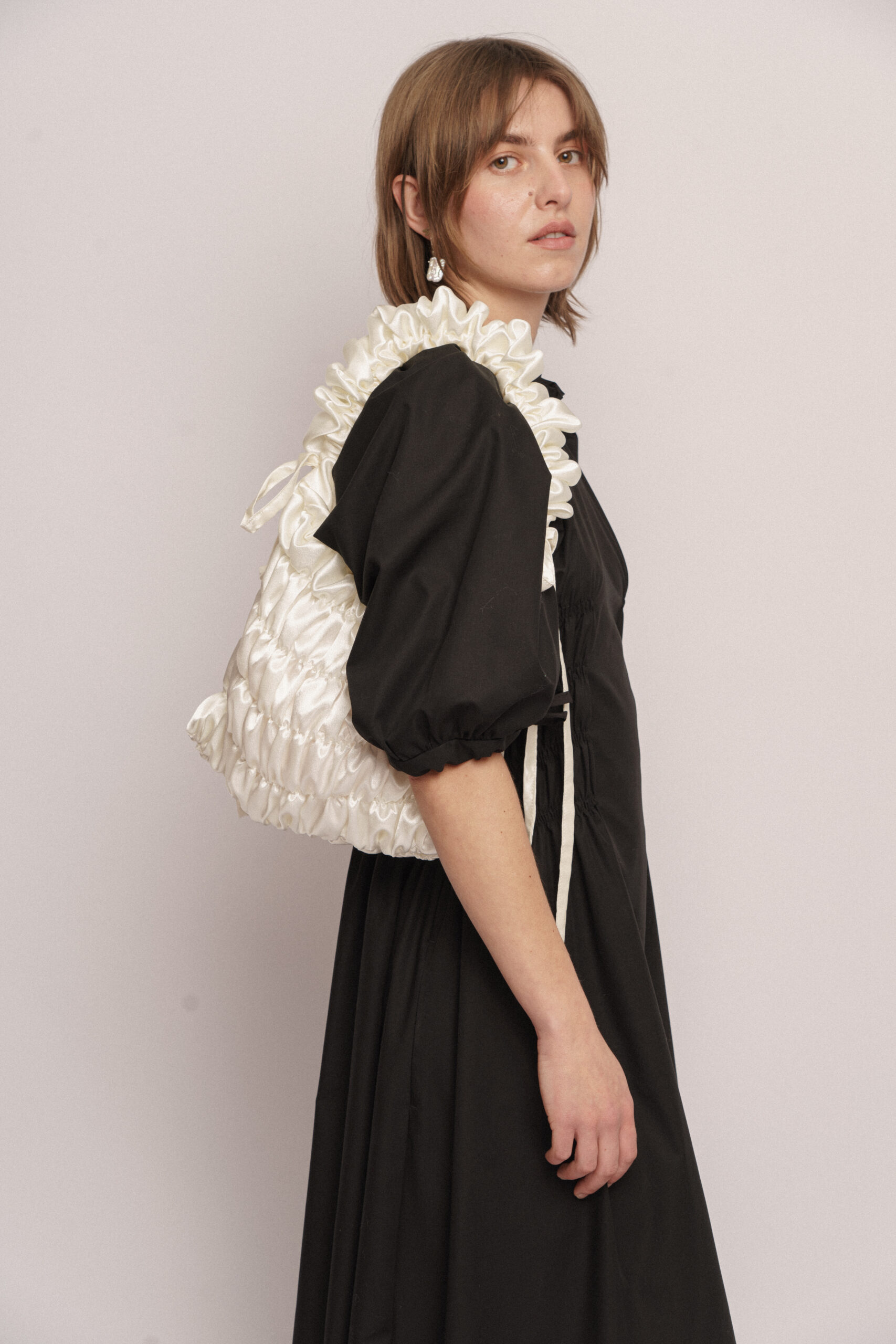 Puffy Bag Cream Satin