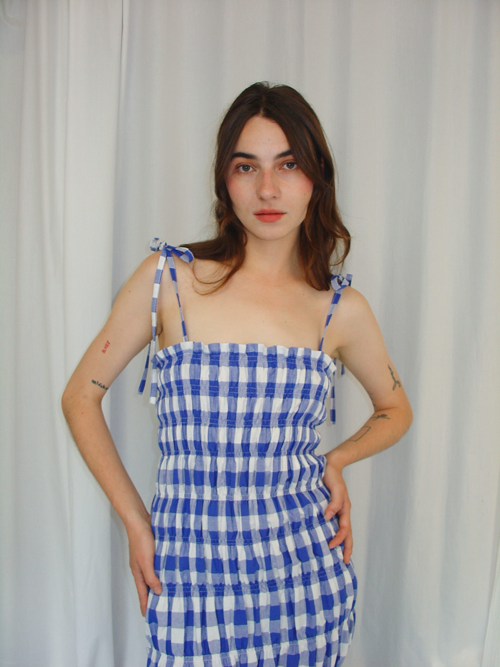 Caterpillar Dress Blue Gingham